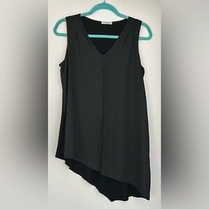 Cha Cha Vente Elegant Black Asymmetric Sleeveless Layered Top Size Small
